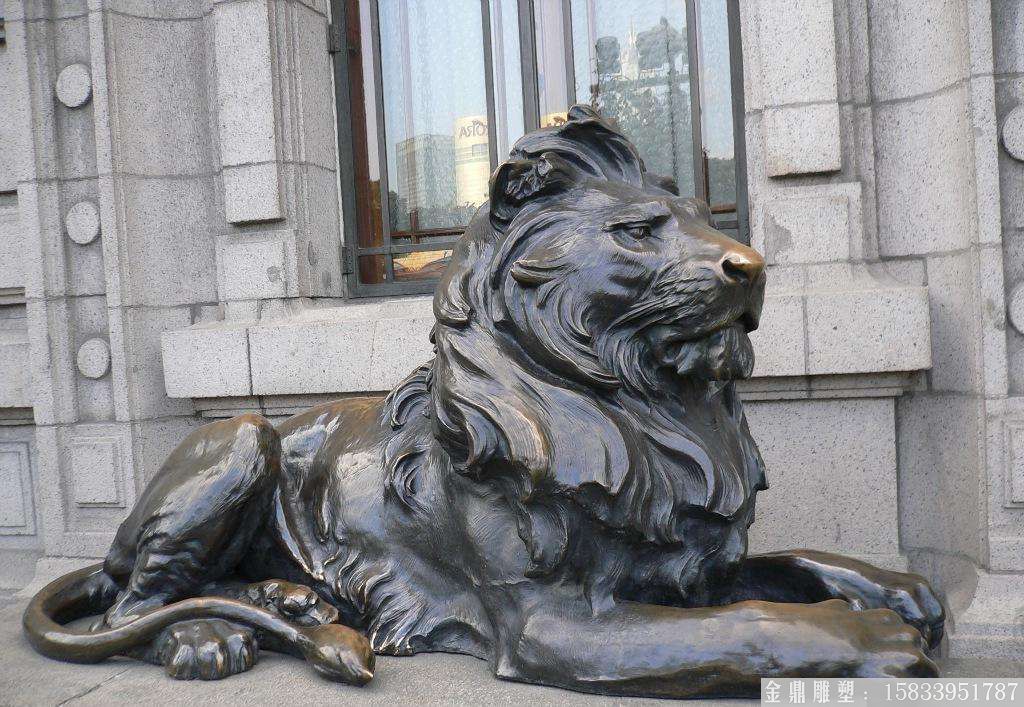 铜狮子雕塑，汇丰爬狮雕塑 (2)